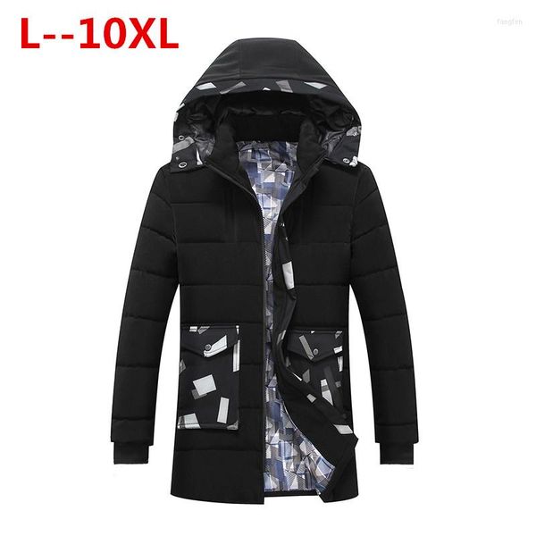 Hommes duvet 5XL PLUS 10XL 8XL 6XL marque coton rembourré longs hommes épais sweats à capuche Parka mâle matelassé veste d'hiver manteau