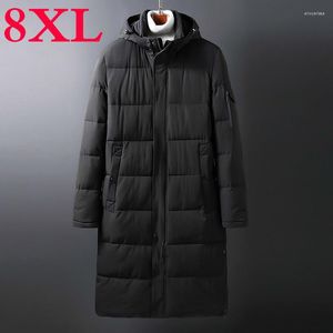 Hommes duvet 6XL 8XL Plus 5X 10XL solide hiver hommes Parkas décontracté x-long veste épaissir chaud à capuche vêtements d'extérieur manteau coupe-vent noir gris