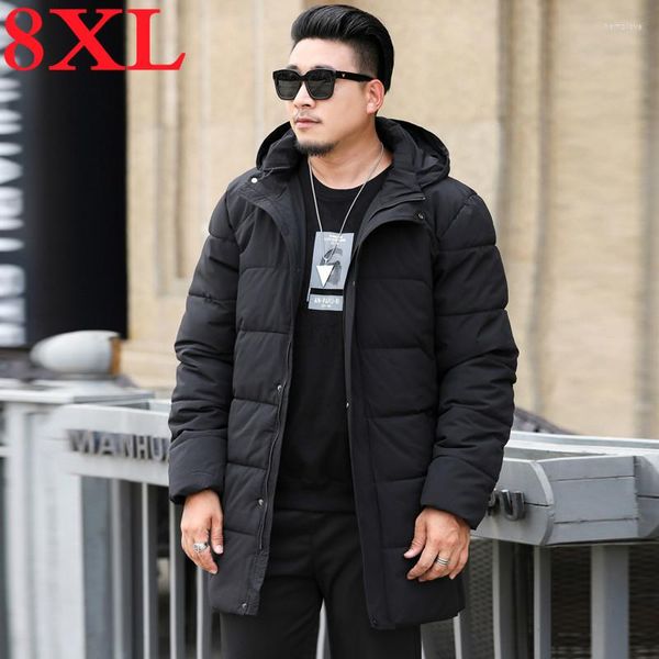 Chaqueta con capucha acolchada de algodón de talla grande 9XL para hombre, Parka a prueba de viento, ropa para hombre, abrigo largo acolchado grueso, sudaderas con capucha para hombre 8XL