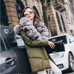 Chaqueta de invierno AILOOGE 2023 para hombre, abrigo verde militar para mujer, Parka gruesa con cuello de piel Natural, prendas de vestir con capucha