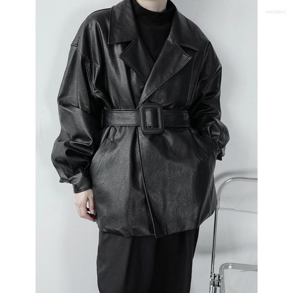 Hommes vers le bas automne hiver hommes femmes lâche décontracté Vintage Streetwear Parkas manteau survêtement ceinture coton rembourré mince veste en cuir