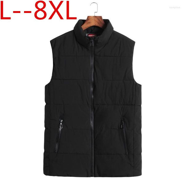 Hommes bas grand 8XL 6XL 5XL 4XL automne hiver coton gilet hommes solide décontracté court tour col fermeture éclair ample grande taille taille manteau