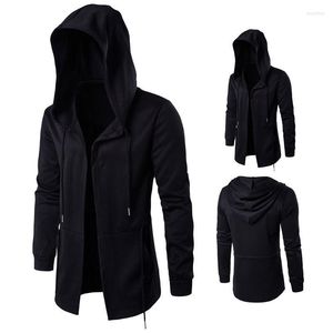 Heren Down Black Wind Breakher Mens Coat Midden-lengte Hooded Jacket Lange Mouw Casual Pure Color Loose bovenkleding Mannelijke kleding Leer herfst herfst