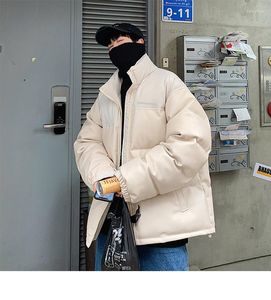 Manteau en duvet pour hommes, veste d'hiver de marque à la mode, court en cuir Pu, Version coréenne Ins, sauvage, ample, épais et chaud, col debout matelassé