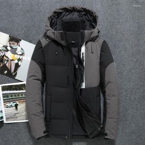 Hommes vers le bas mode mâle hiver vestes chaud à capuche coupe-vent blanc canard manteaux bleu noir Patchwork neige Parkas asiatique taille 3XL