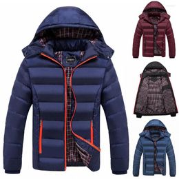 Hommes Down Helisopus Hommes Vestes D'hiver Et Manteaux Chapeau Amovible Épais Parkas Casual Solide Couleur Zipper Veste Mode Survêtement