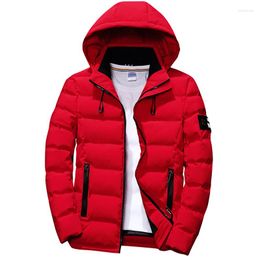 Chaqueta de invierno 2023 de alta calidad para hombre, rompevientos con capucha para hombre y abrigo Parka grueso impermeable, informal, rojo