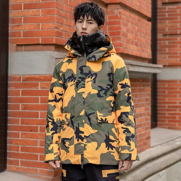 Hommes vers le bas de haute qualité mâle blanc canard veste hommes femmes hiver Streetwear femme à capuche Parkas manteau garçon fille Camouflage Outwears homme