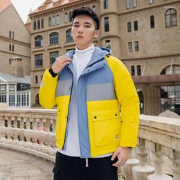 Down In The Winter Of 2023 Bump Color Matching Male Jacket White Duck Warm Coat