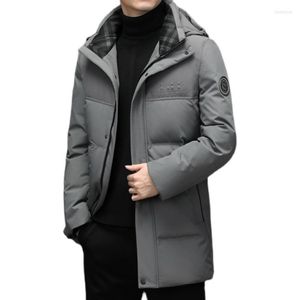 Doudoune à capuche pour homme, couleur unie, Style mi-long, mode décontractée, assortie avec tout, chaud et froid, hiver 2022