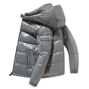 Heren donsjack winter heren donsjack bubble pad kleding glanzende afneembare hoed warm zwart waterdicht wasvrij