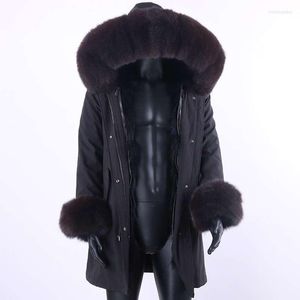 Veste haute doublée en duvet pour hommes 2023 hiver homme manteau de fourrure véritable hommes Parkas vêtements imperméable longue longueur poids à capuche