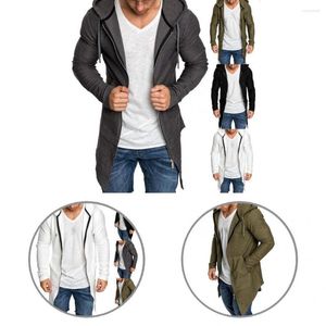 Veste longue en duvet pour hommes, confortable, décontractée, fermeture éclair sur le devant, sweat à capuche, Cardigan long pour Club