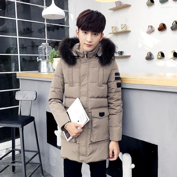 Hommes Down Loose Men Warm Coat Parka Casual Long Jackets And Coats Avec Hooded Thick Overcoat