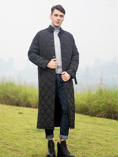 Hommes duvet M-4XL hommes hiver noir Parka col montant épais manteau grande taille X longue veste gaufre chaud pardessus DR1115