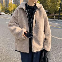 Heren down m-xxl winterjack losse fit rits turtleneck fleece bovenkleding Koreaanse streetwear lange mouw oversized mannen