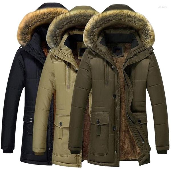 Abrigo de plumón para hombre, abrigo a prueba de viento, Parka de piel sintética, chaqueta gruesa de invierno para hombre, Parkas, forro polar cálido con capucha, M-5XL