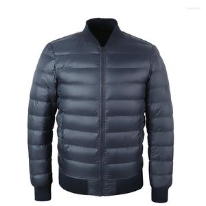 Chaqueta de pato de plumón para hombre, abrigo de invierno cálido con cuello de béisbol ultraligero para hombre, ligero y acolchado