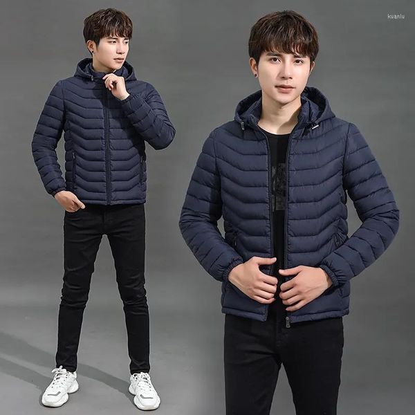 Chaqueta de algodón Para Hombre, ropa de invierno, Parkas con capucha informales cálidas Para Hombre, abrigo corto, prendas de vestir gruesas sólidas, Chamarras Para Hombre