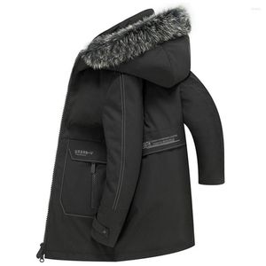 Hommes vers le bas hommes vestes 90% hiver mode épais chaud Parkas col de fourrure blanc canard manteaux décontracté homme garder