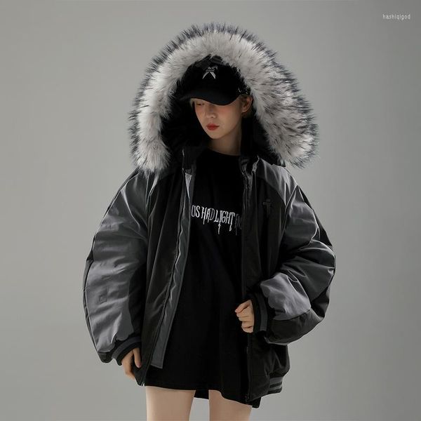 Hommes duvet hommes Parkas col en fourrure détachable à capuche rembourré Hip Hop vestes manteaux vêtements d'extérieur pour hommes décontracté hiver épais chaud Techwear