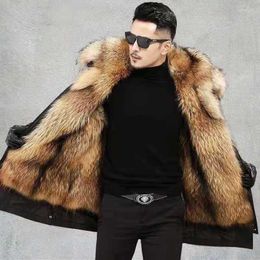 Parkas de plumón para hombre, chaquetas largas impermeables, abrigo de piel sintética para hombre, chaqueta de invierno, abrigos cálidos, ropa AUSO 2022