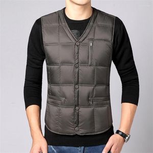 Hommes duvet hommes blanc canard gilet automne hiver chaud épais gilet Outwear mâle court manteau sans manches veste grande taille SF617