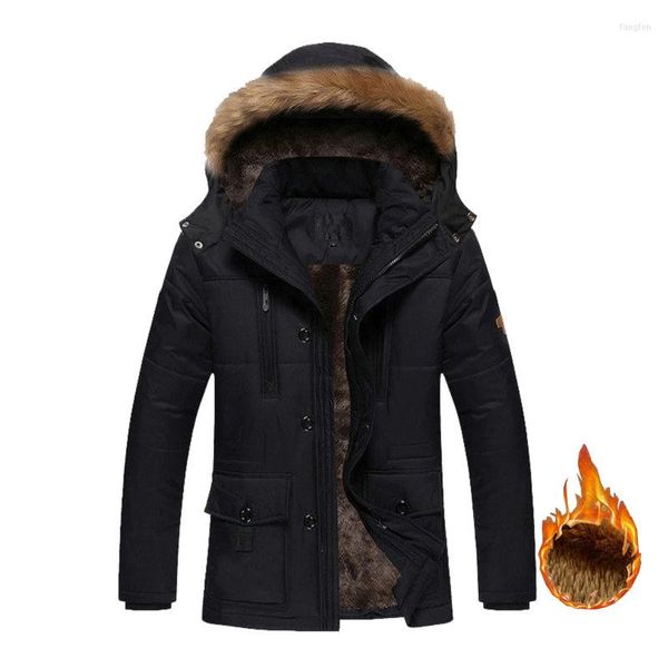 Hommes duvet hommes veste d'hiver fourrure capuche Parka homme épaissir chaud militaire Cargo manteaux moyen-long homme vêtements d'extérieur 5XL goutte ABZ109