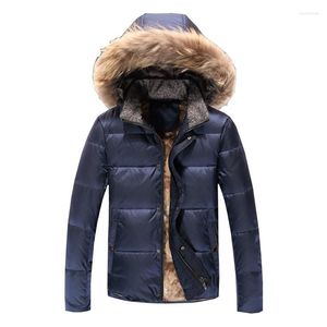 Heren Down Men Winter Jackets Fashion Fur Hood Cotton Peded Dik Warm Outerwear Mens Coat Male merk Parka