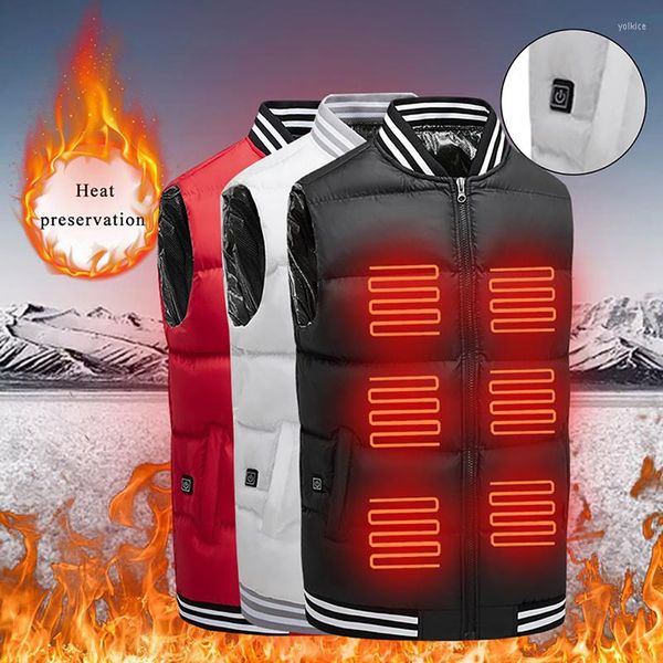 Hommes vers le bas hommes hiver USB infrarouge chauffage gilet veste Flexible électrique batterie chaleur thermique vêtements gilet pour Sports de plein air