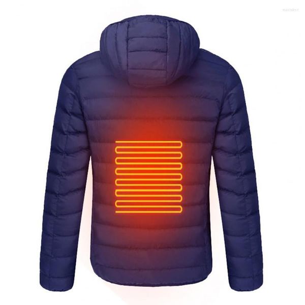 Hommes vers le bas hommes hiver chaud USB vestes chauffantes col montant poches 2 zones 3 niveaux réglable manteau à capuche pour