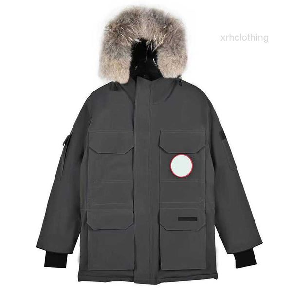 Men's Down Mens Manteau imperméable Femmes Designer Puffer Canada Hiver Longue Lettre À Capuche Grande Poche Vestes Chaud Court Coton Veste En Cuir 2O08