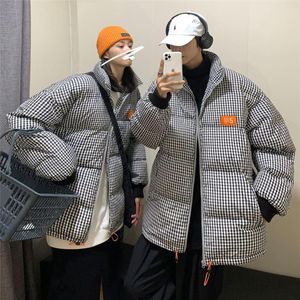 Heren down originele plaid puffer jassen voor mannen Koreaanse modetrends paar kleding tiener oversized bubbel jas winter warme streetwear
