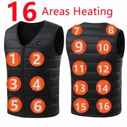 Parkas pour hommes 16 places gilet auto-chauffant hommes femmes veste chauffante USB gilet chauffant vêtements thermiques gilet de chasse veste chauffante d'hiver M-5XL 231213