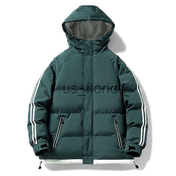 Parkas pour hommes 2021 hommes veste hiver coréen lâche coton épais manteau hiver à capuche Streetwear chaud veste hommes deux barres rembourré jeunesse vers le bas coton J231111