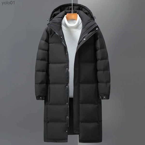 Parkas de plumón para hombre 2023 Chaqueta de invierno para hombre Capucha Plumas Puffer Pato blanco Chaqueta larga de plumón Parka negra Abrigo Cálido Otoño Casual Talla superior 3XLL231115