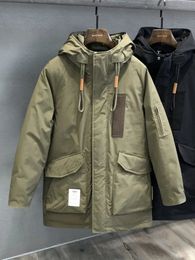 Parkas de plumón para hombre 2023 chaqueta de carga verde militar abrigo térmico grueso de invierno medio largo chaquetas informales para hombre de esquí cálido al aire libre 231026