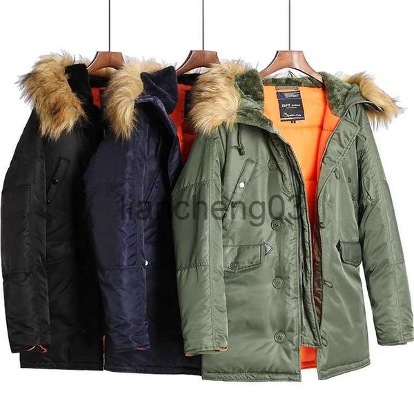 Parkas de plumón para hombre 2023 Militar Talla grande Capucha de piel Larga Impermeable A prueba de viento Alaska Nueva Parka de invierno Hombres gruesos Outwear Chaqueta Abrigo Tamaño grande J231012