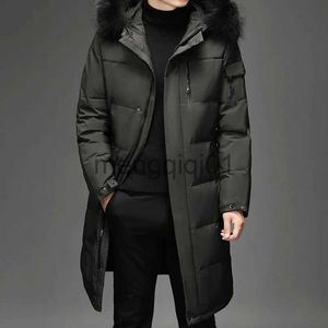 Men's Down Parkas 2023 nouveau mâle mode longue blanc canard à capuche vers le bas Parkas grande taille 4XL 5XL hommes épaissi doudoune-30 hiver chaud vers le bas manteau J231107