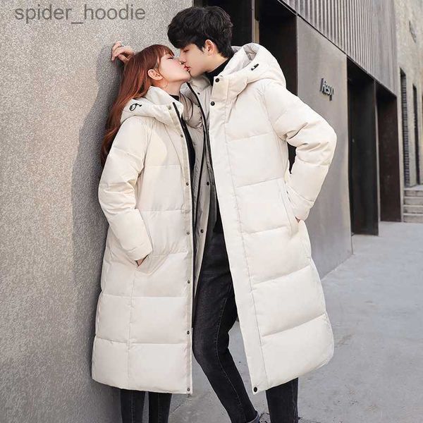 Parkas pour hommes 2023 nouveaux hommes femmes x-long épais hiver) vestes chaudes femme coréenne coupe ajustée 90% duvet de canard blanc manteau en duvet blanc L230926