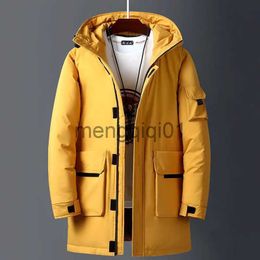 Parkas pour hommes 2023 nouvelles vestes d'hiver hommes blanc canard chaud à capuche longues doudounes automne décontracté haut Parka mâle noir moelleux manteau Beige jaune J231024