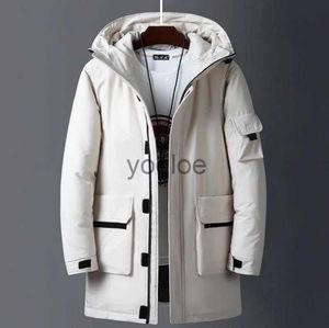 Parkas de plumón para hombre 2023 Nuevas chaquetas de invierno para hombre Pato blanco Cálido con capucha Chaquetas largas con capucha Otoño Casual Top Parka Hombre Abrigo mullido negro Beige w J1126