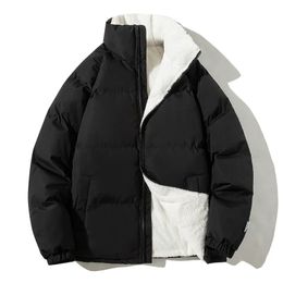 Mannen Down Parka 2023 Dikker Warme Winterjas Mannen Effen Losse Jassen Mannelijke Stand Kraag Fleece Puffer Man Harajuku bovenkleding 231018