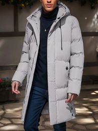 Parka da uomo in piumino 2023 caldo giacca di media lunghezza con cappuccio da uomo casual con cerniera in cotone imbottito soprabito autunno inverno giacca a vento cappotti uomo abbigliamento 231118