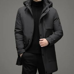 Parka en duvet pour hommes, nouvelle veste d'hiver 2023, manteau coupe-vent, chaleur épaisse, capuche, Long parc, 231116