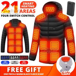 Parkas pour hommes 21 zones hommes veste chauffante USB vêtements chauffants électriques gilet auto-chauffant veste thermique manteau chaud configurer batterie 5V/16000mAh 231213
