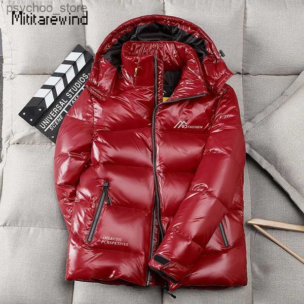 Parkas de plumón para hombre -Chaqueta de parkas de plumón de 30 grados Chaqueta de invierno Parkas para hombre 90% Abrigo de plumón de pato blanco Impermeable con capucha Mantener caliente Chaqueta brillante Parkas Q230831