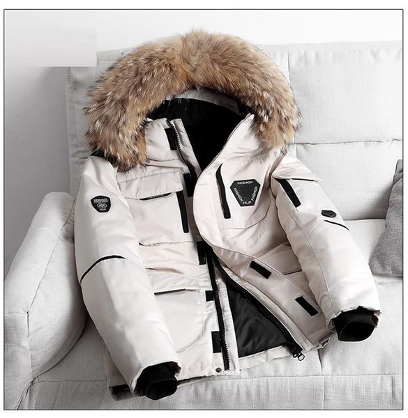 Parkas pour hommes-30 degrés veste de neige hommes femme hiver blanc canard épaissir manteau fourrure à capuche épais chaud coupe-vent 221208