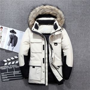 Parkas en duvet pour hommes -40 degrés résistant au froid Russie veste d'hiver hommes de qualité supérieure col en fourrure véritable épais manteau en duvet de canard blanc chaud pour hommes 220922