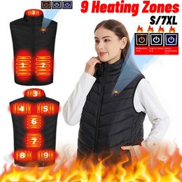 Parkas pour hommes 9 Veste chauffante chauffante Hommes Gilet chauffant USB pour femmes Gilet chauffant Doudoune chauffante tactique Bodywarmer chauffant Usb Heater Vest 231213